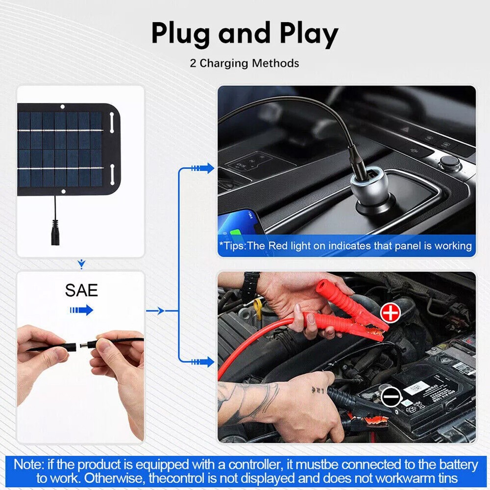 2 Sets 30W Solar Panel Kit Waterproof Trickle Charger Battery Powered for RV Car
