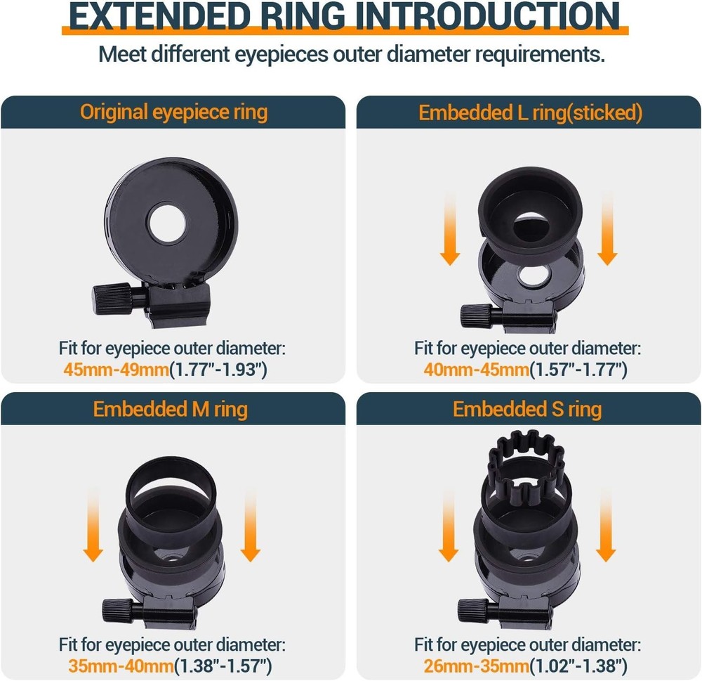 Compact and Lightweight Phone Mount for Telescopes, Binoculars & Microscopes