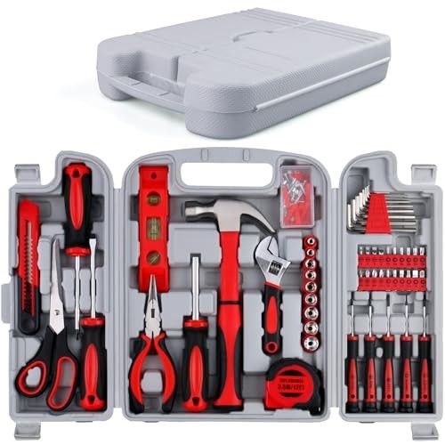 156-Piece All-Purpose Home Tool Kit in Foldable Toolbox | Essential Hand Tools S