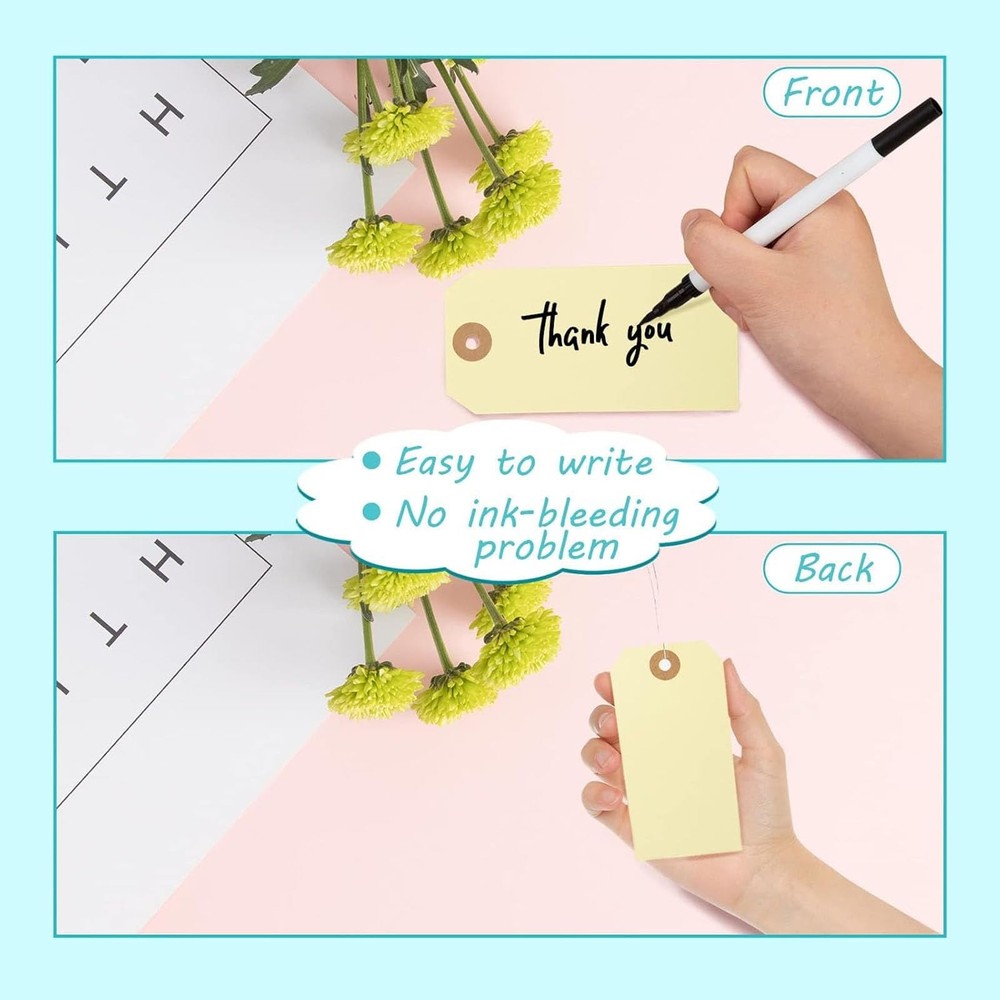 Tags with Metal Wire Attached, 120 PCS Blank Manila Pricing Tags for Labeling, E