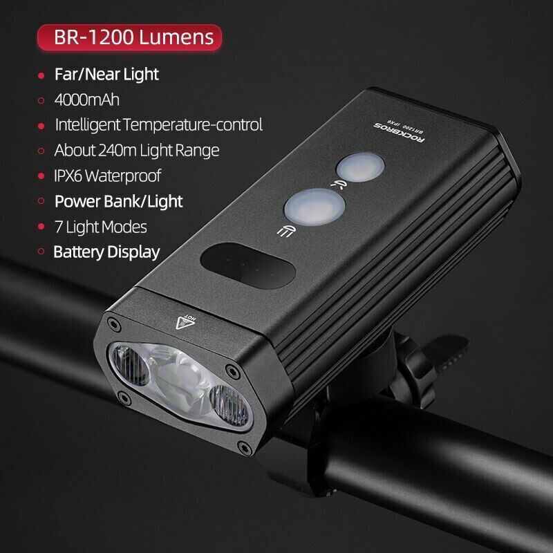 ROCKBRS USB Rechargeable Bike Headlight LED Cycling Safty Flashlight Front Light