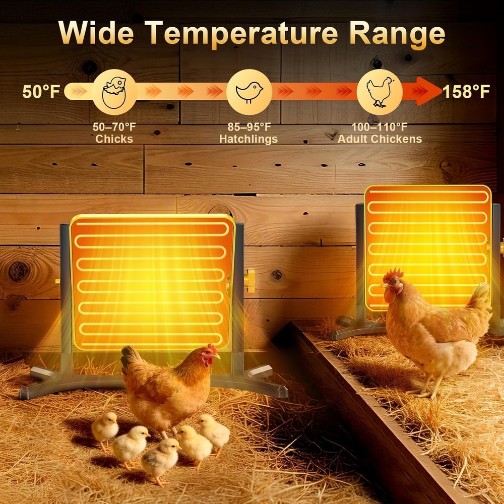 Chick Brooder Heater Plate Adjustable Height Thermostat Chicken Coop Heat Panel
