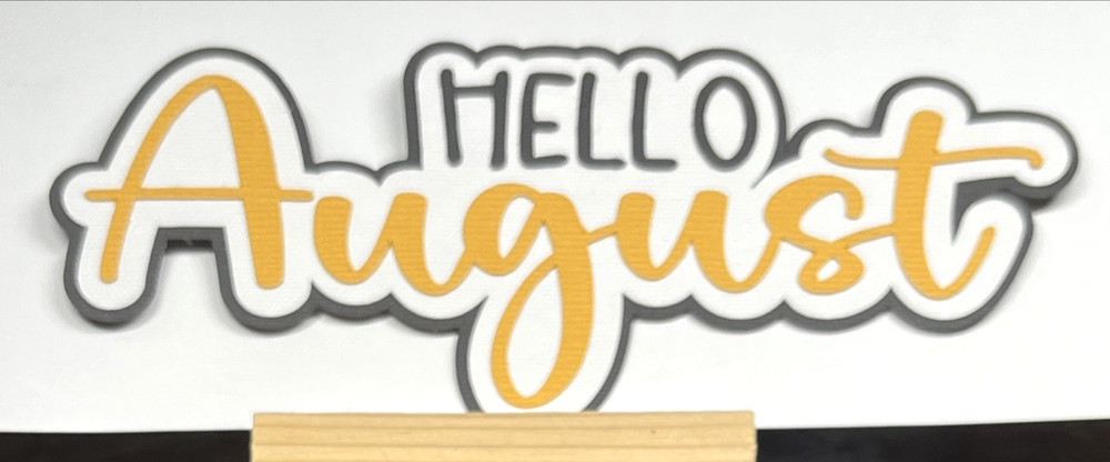 Hello August Title Die Cut Embellishment Scrapbook