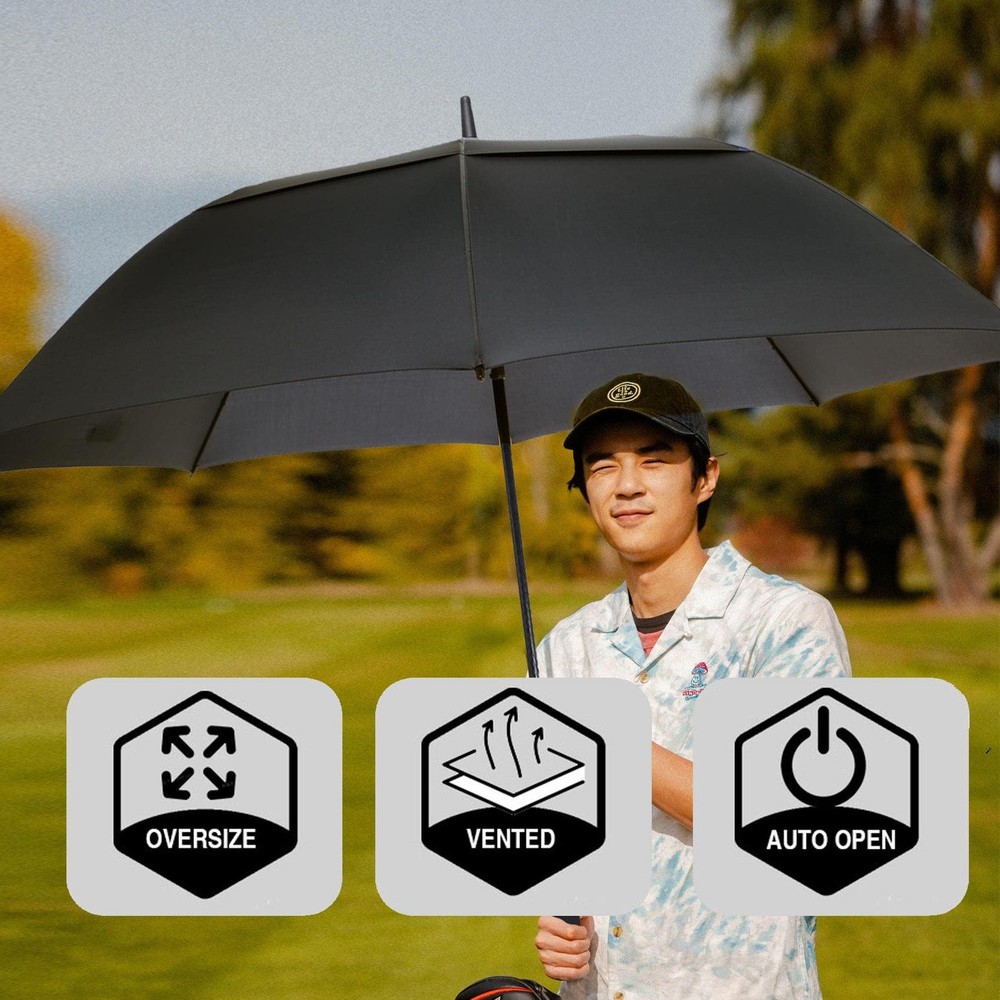 /62/68/72 Inch Automatic Open Golf Umbrella Oversize Extra Large Double Canop...