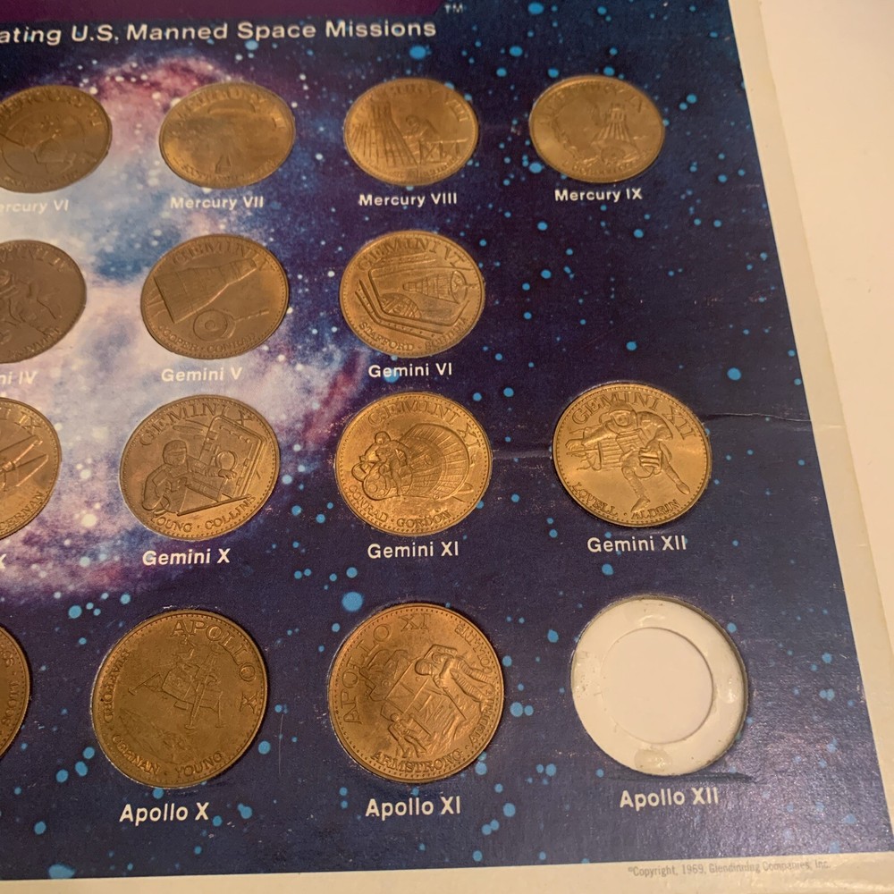 1969 Man In Space coin set INCOMPLETE Bronze Coins