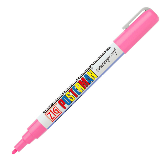 Fluorescent  Pink Posterman Waterproof Pen - 1mm Fine Tip