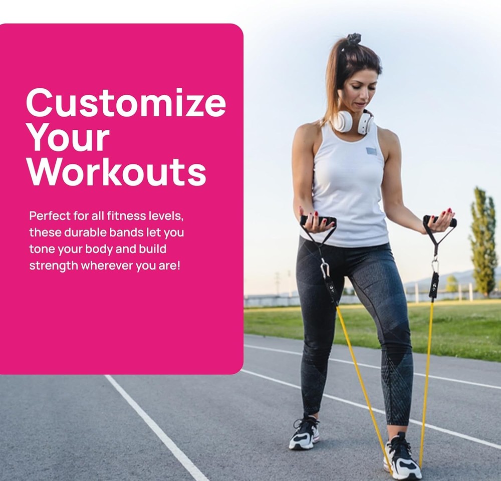 Resistance Band Set 150 LBS Stackable Workout Bands Strength Training Yoga