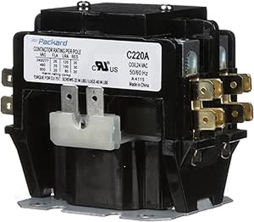 Packard C220A Definite Purpose Contactor 24V 20A 2 Pole DIN Rail Mount