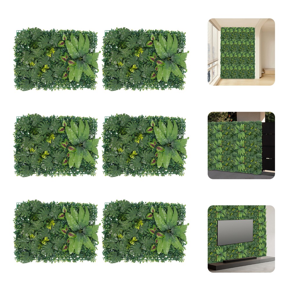 6PCS Artificial Greenery Wall Artificial Greenery Backdrop Wall Decor 40*60cm