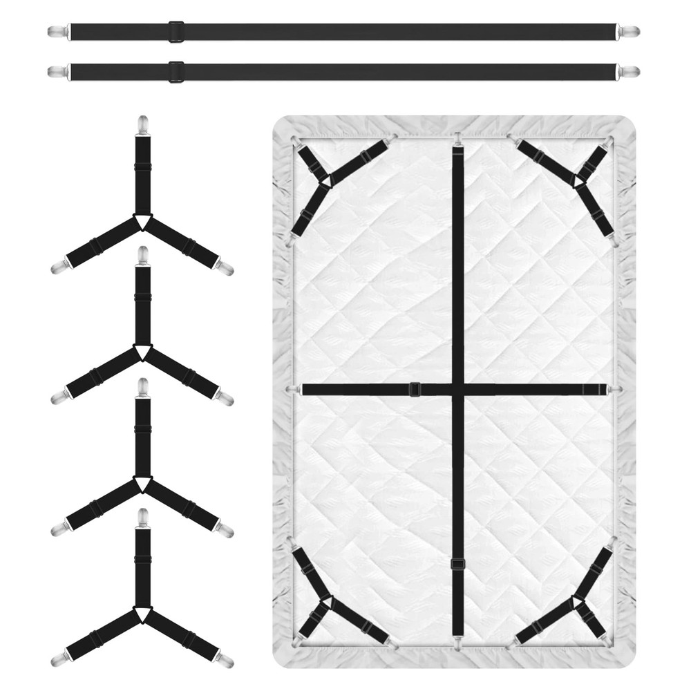 Bed Sheet Holder Straps Adjustable Sheets Stays Keepers with Clips