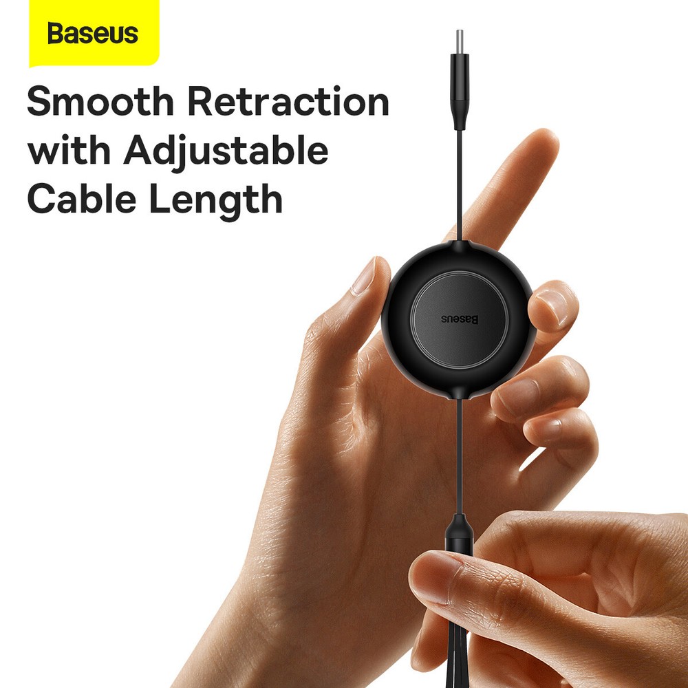 Baseus Retractable 3in1 USB-C Fast Charging Cable Line For iPhone Micro USB-C