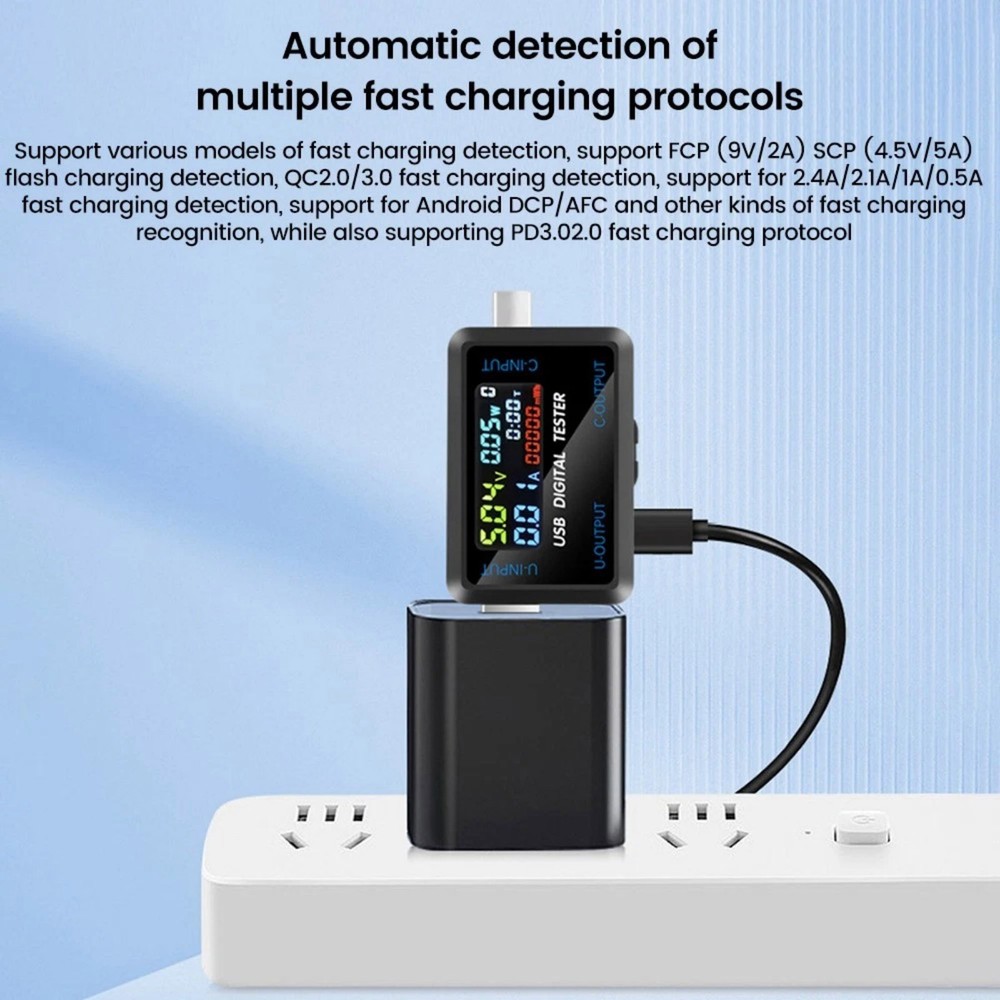 1PC USB C Digital Multimeter Tester for Voltage Current Capacity Resistance Test