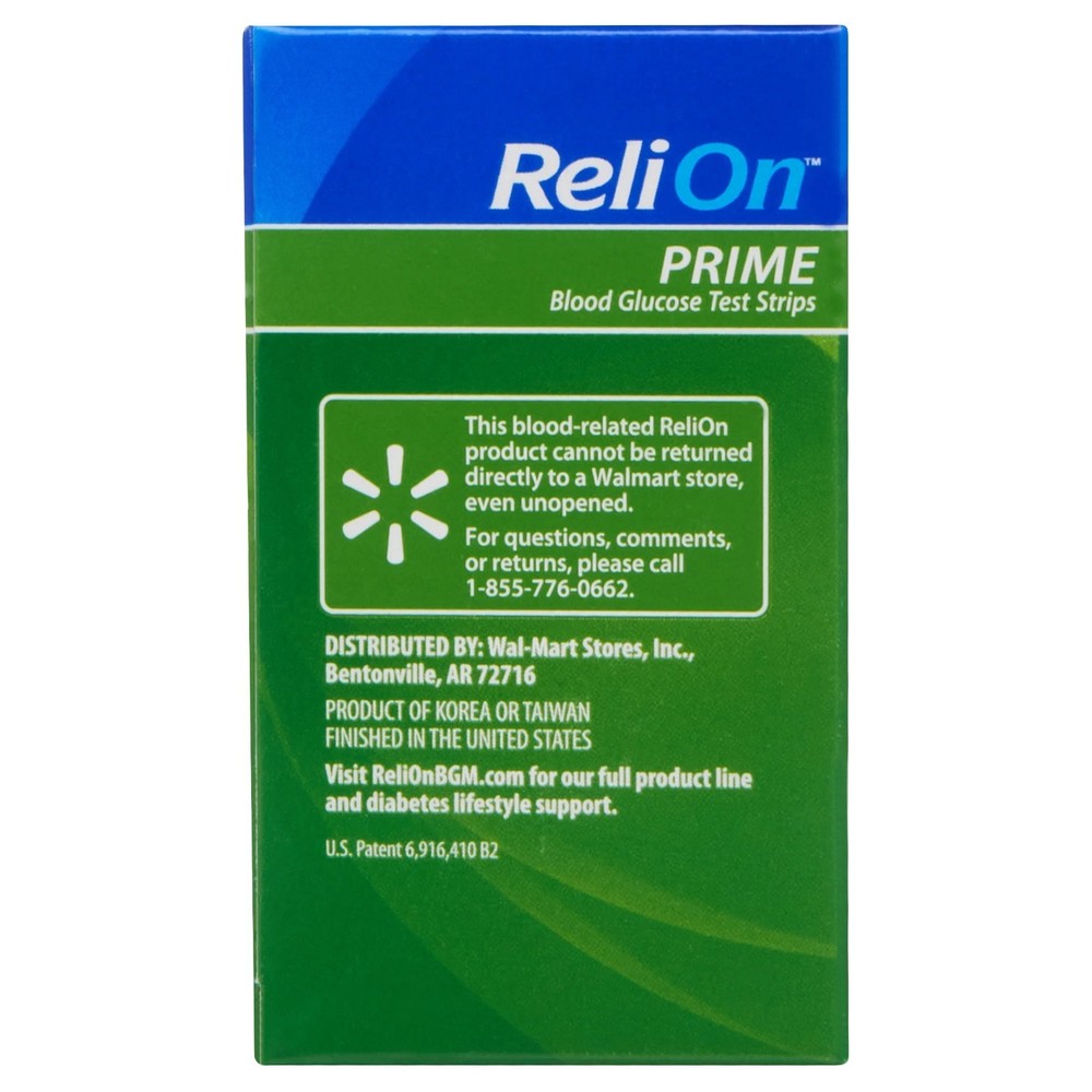 ReliOn Prime Blood Glucose Test Strips, 50 Count.