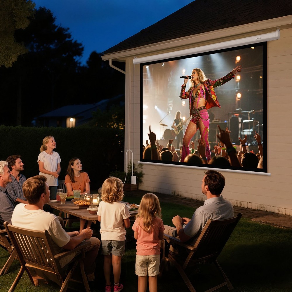 Motorized Projector Screen,72 inch 4:3 1080 HD Electric Projection Screen,Wall