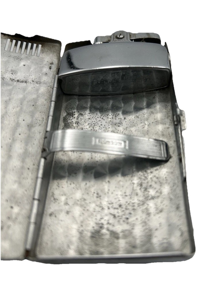 Ronson Pal Lighter Combo Cigarette Case Brown Chrome Used Untested Refillable