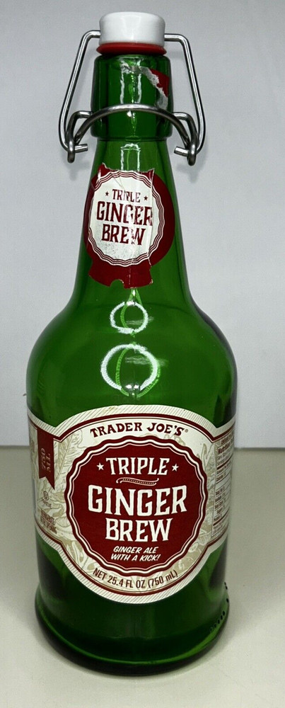 Trader Joe's Triple Ginger Brew Empty 750mL Green Bottle With Swing Stopper 25oz