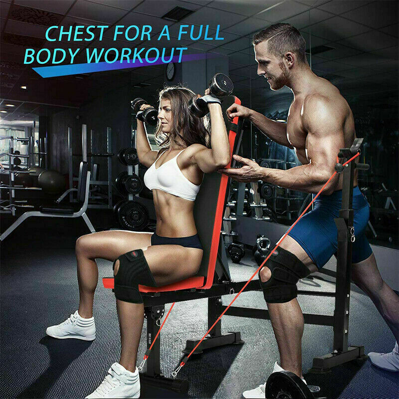 330lbs-Olympic Weight Bench Press Set Multi-Function Folding Fitness Equipment🔥