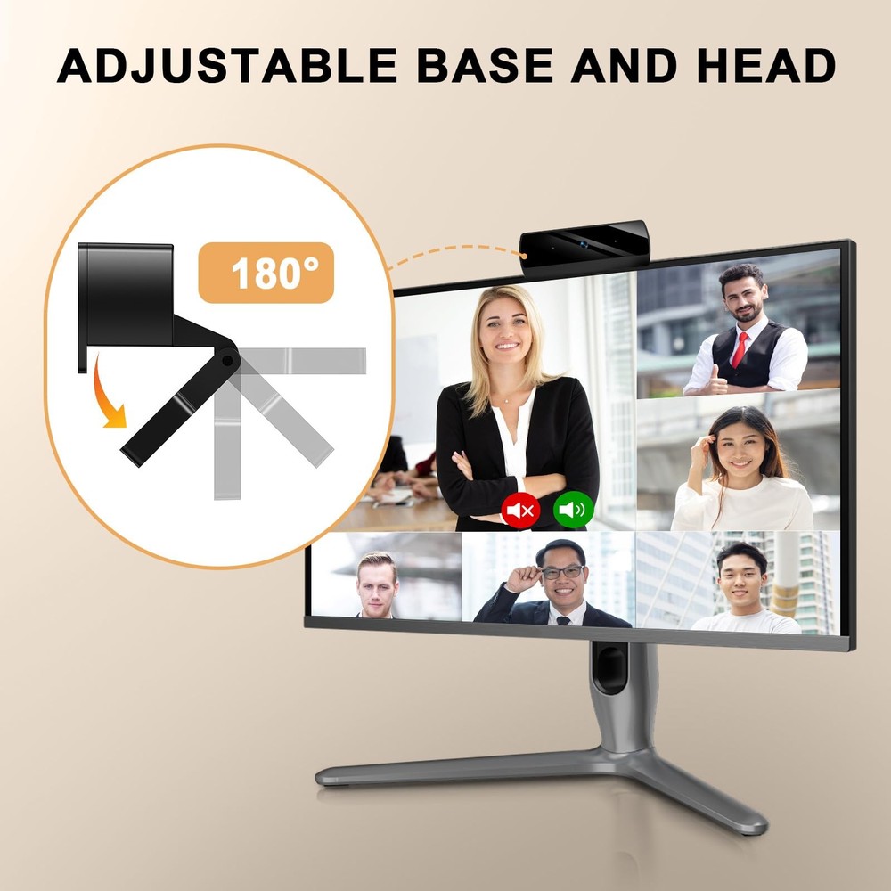 1080P Webcam with Microphone, Full HD Video Calling Web Camera, HD Light Corr...