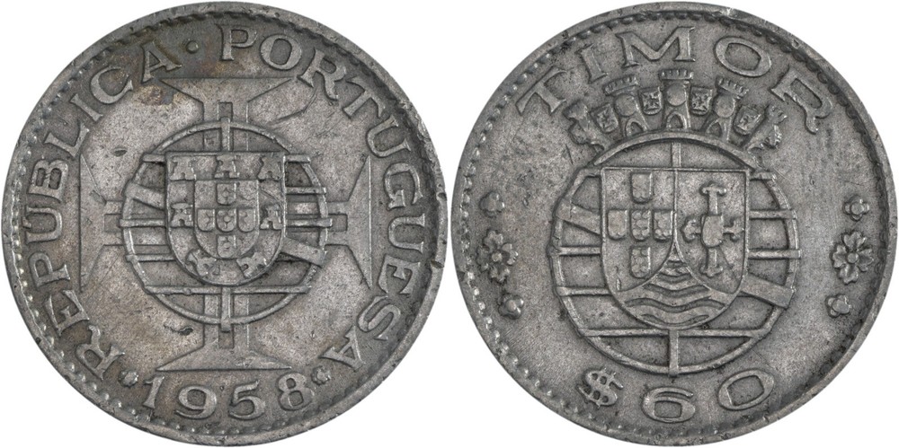 Timor: 60 Centavos Nickel Brass 1958 - VF