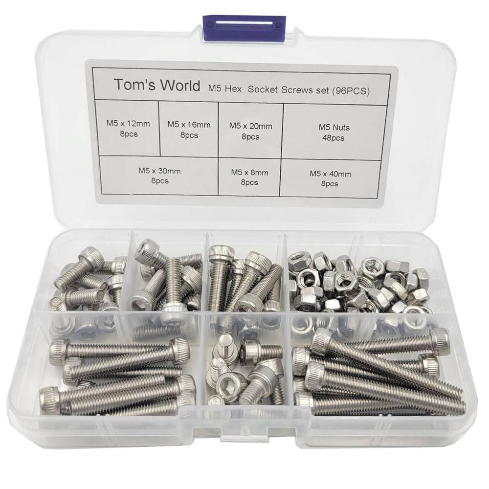 M5 Hex Socket Head Cap Screws Nuts Set 304 Stainless Steel Assortment Kit