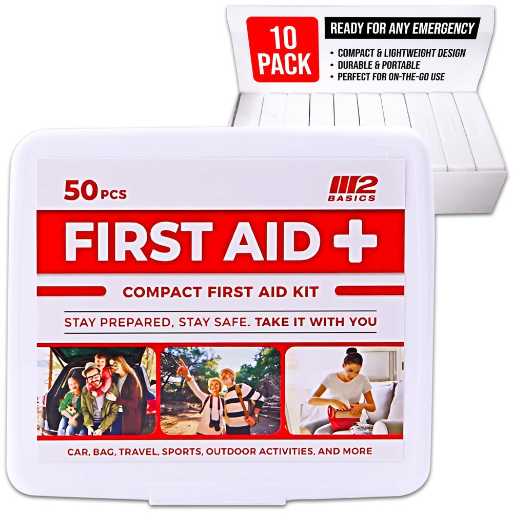 Mini First Aid Kit Bulk Multi Pack, 10 Pack, 50 per Kit, 500 Total Pieces for...