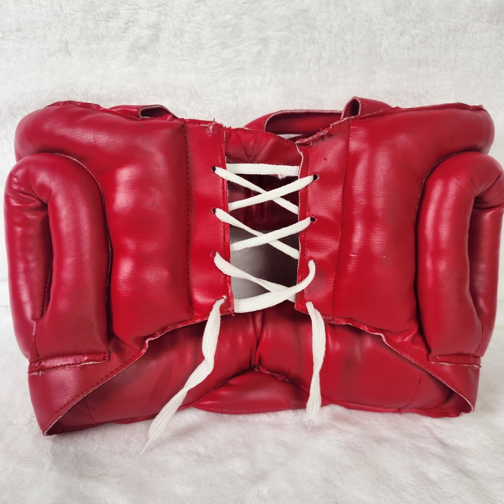 Boxing Training Face Protector Head Gear Padded Pad Red
