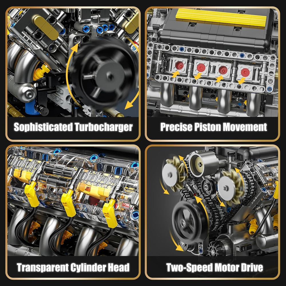 V8 Engine Model Building Kit That Runs - STEM Visible Mini V8 Engine Kit for Adu