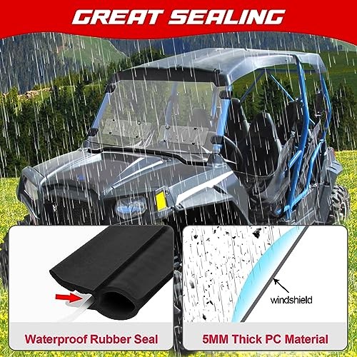 Scratch-Resistant UTV Front Full Windshield Slide-Vent Windshield Compatible