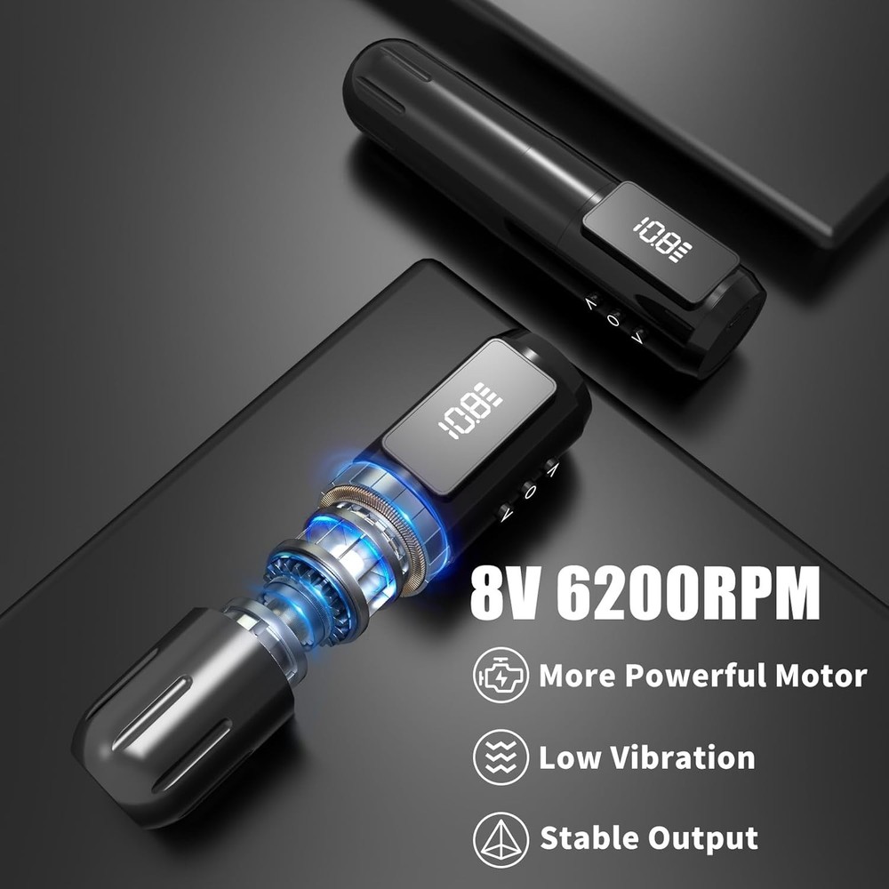 Wireless Tattoo Gun Kit with LED Display and Complete Accessories Set