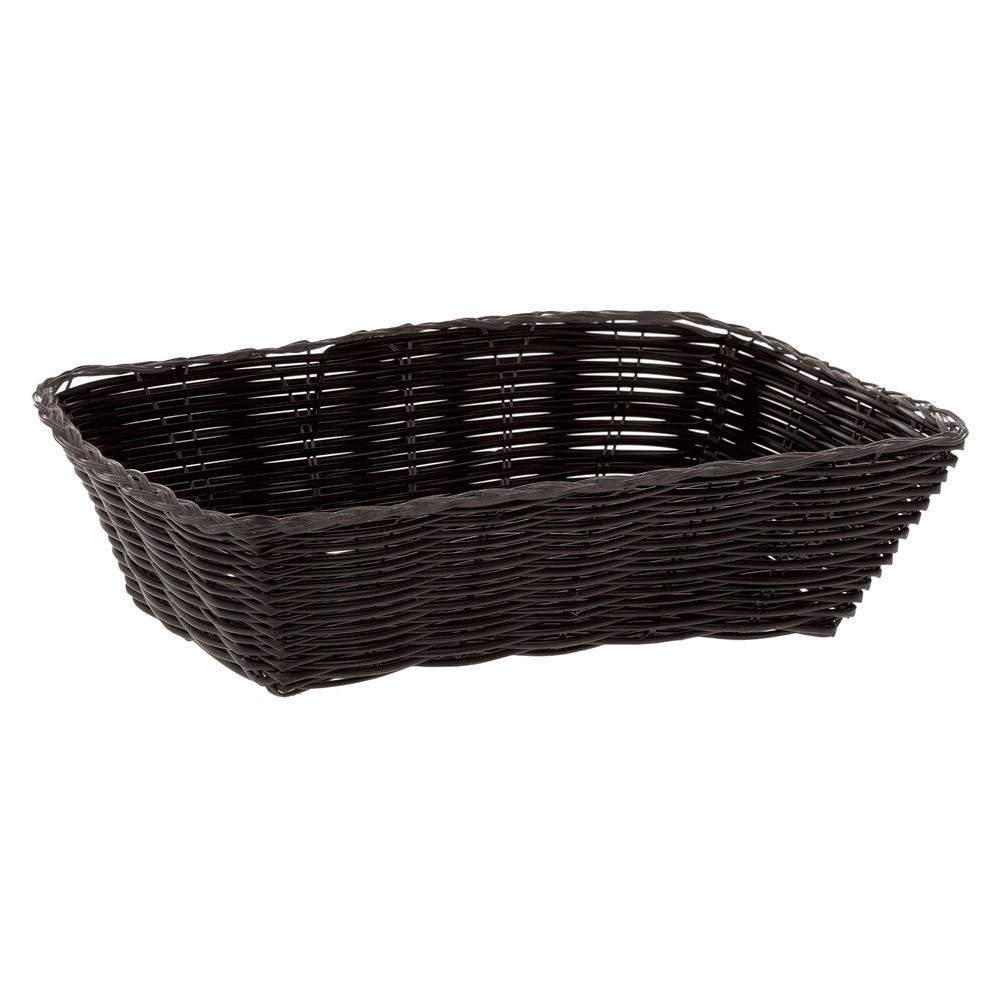 HUBERT® Bread Basket Rectangular Black Woven Plastic - 9 3/4"L x 6 3/4"W x 2