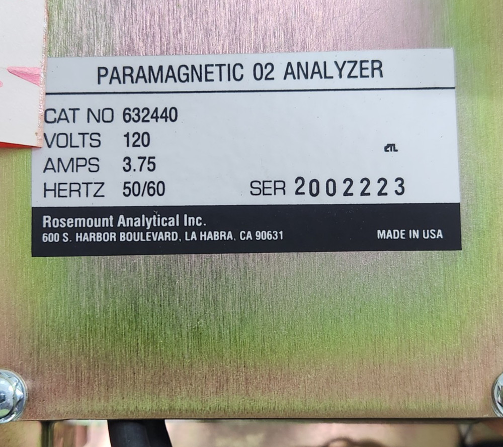😎 ROSEMOUNT ANALYTICAL 755 HAZARDOUS LOCATION PARAMAGNETIC OXYGEN ANALYZER 120V