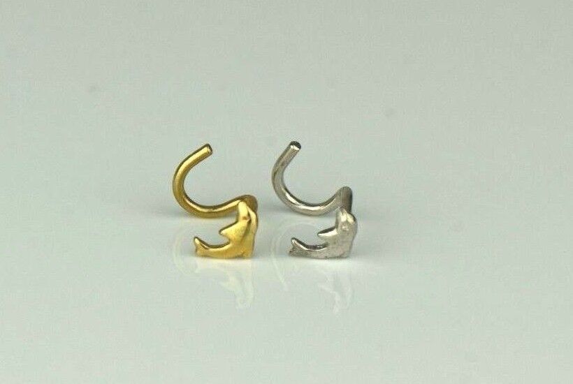 14k Yellow or White Gold Dolphin Screw Piercing Stud