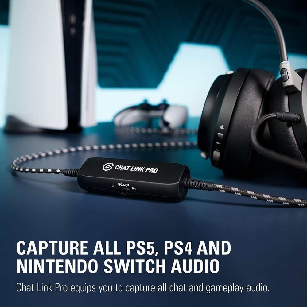 Chat Link Pro Audio Adapter for PS5, PS4, Nintendo Switch, Black