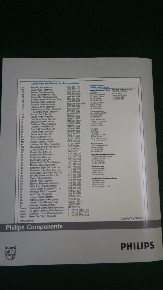 Vintage Electronics Philips 1990-1991 Resistor-Capacitor catalog Data Book