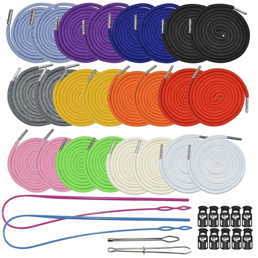 Replacement Drawstrings Kit Hoodie Pants Cord Locks Threader 24 Pack