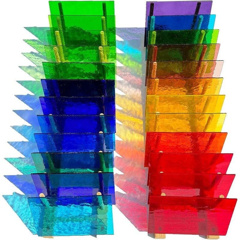 Assorted Colored Stained Glass Sheets Value Pack Mosaic Crafts Projects New