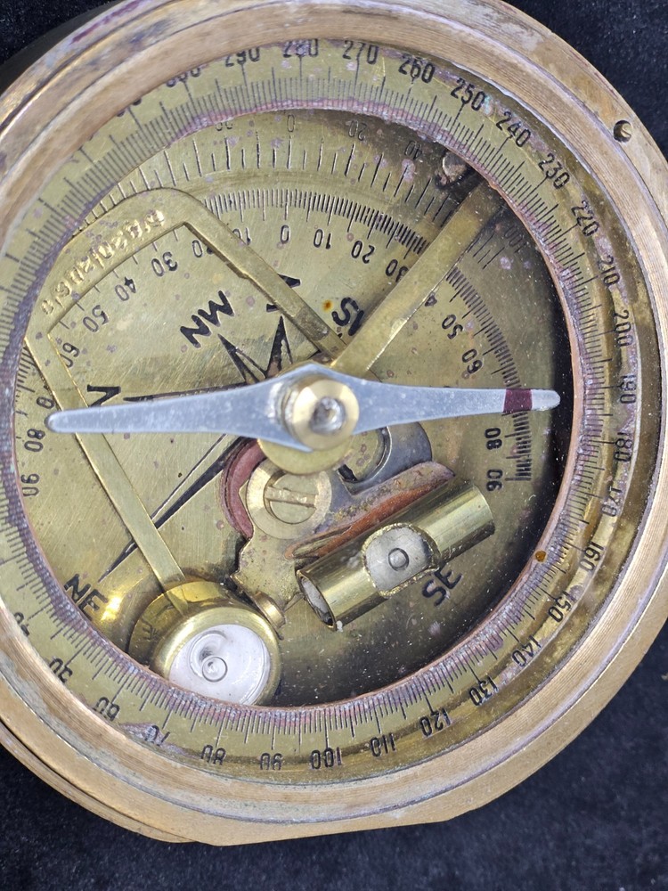 3 Vintage Brass, Plastic Pocket Compass