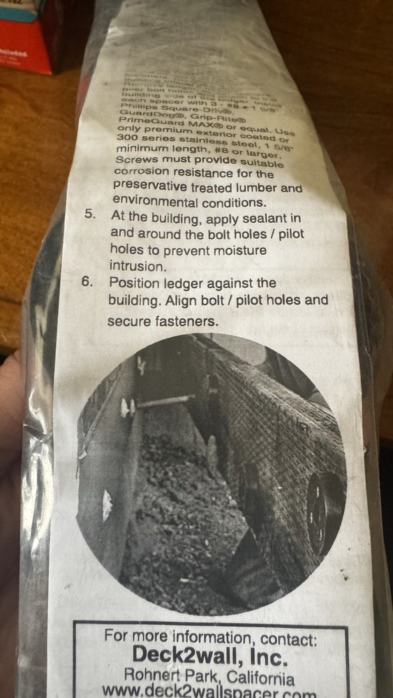 Deck2Wall Spacer 2″ – 10PK, Decking Hardware