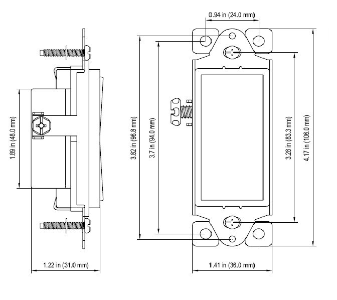 1 Pack 3 Way Switch Rocker Single Pole 15A 120V, Decorator On/Off Light Switch