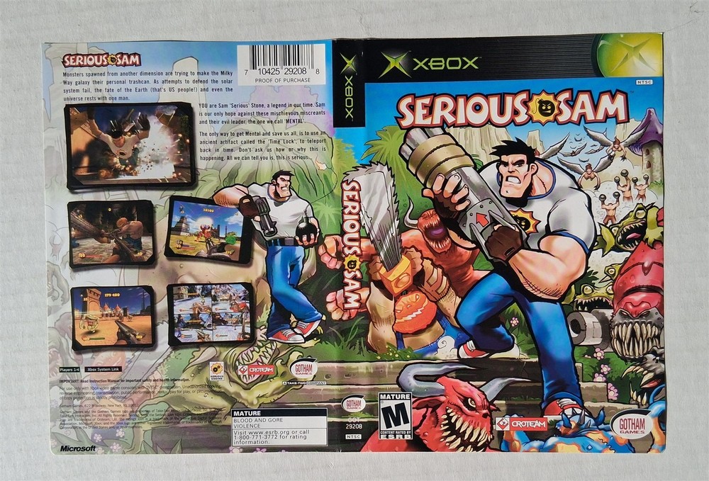 Xbox Original - cover art insert only for Serious Sam
