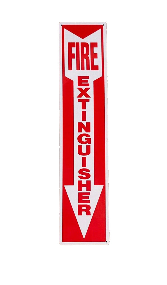 Fire Extinguisher Sign Rigid Plastic Arrow 4"x18"