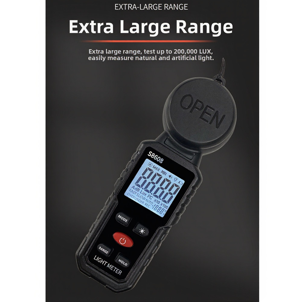 S8608 Digital Lux Meter Backlit Screen High Sensitivity Sensor Reliable