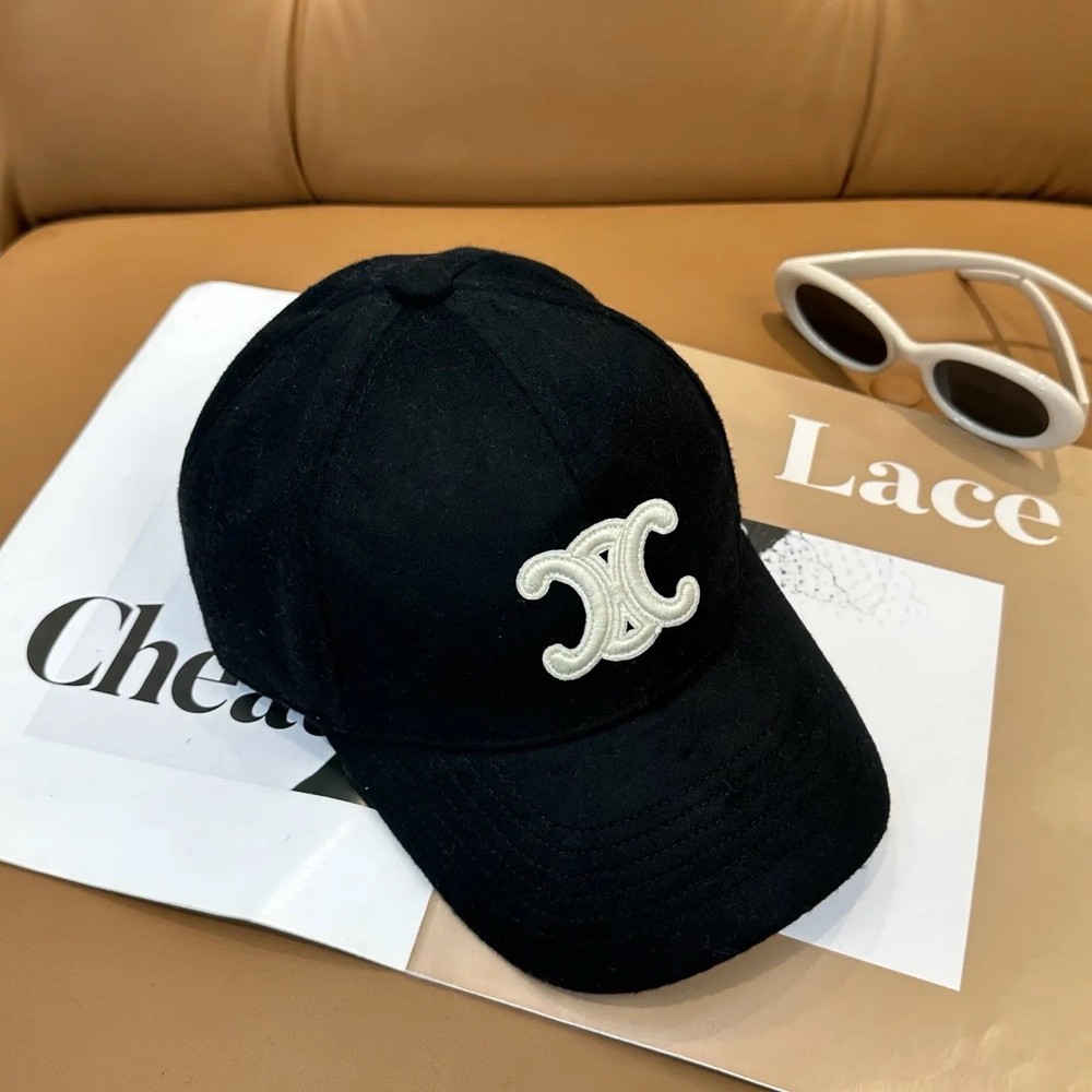 Celine Triomphe Baseball Cap in Cotton Black Size M