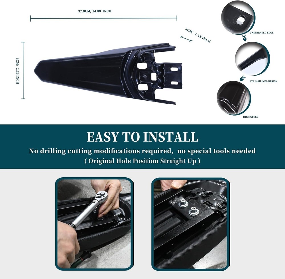 Extended Rear Fender, Longer Tail Guard, Long Back Mudguard, Accessories, Black