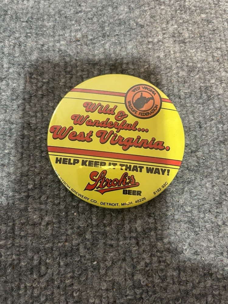 Vintage 3" Strohs Beer 3" Wildlife Button Pinback