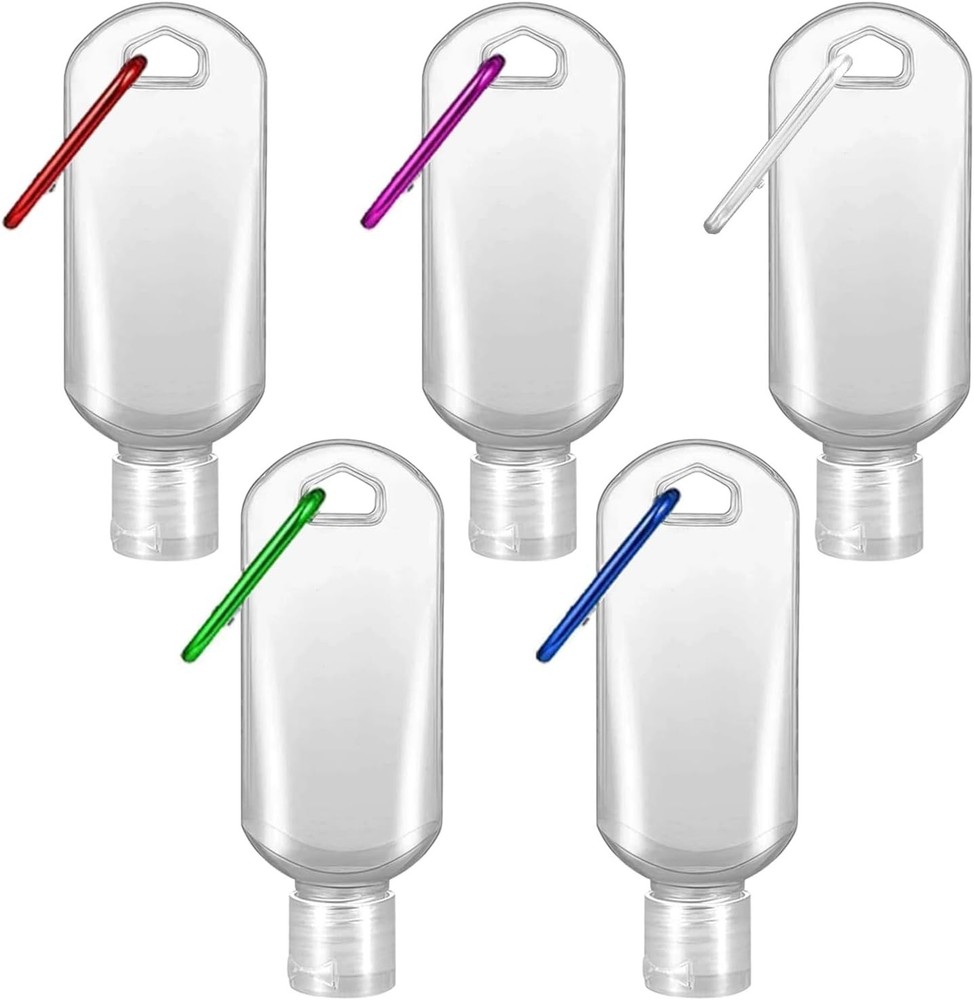 5 Pack Refillable Travel Plastic Bottles Containers with Clip Hand