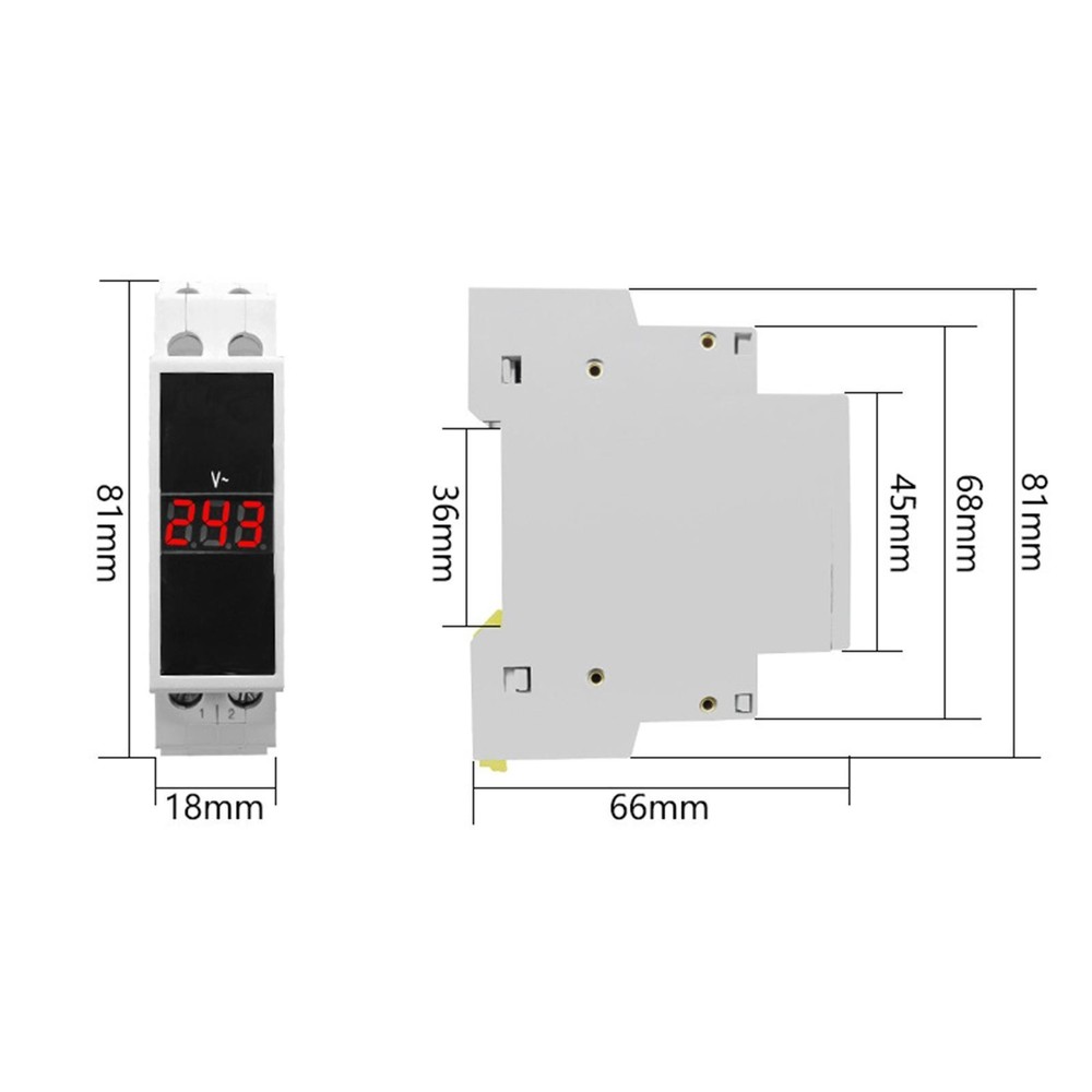 Din Rail Digital Display Voltmeter AC80-500V 50-60Hz Mini