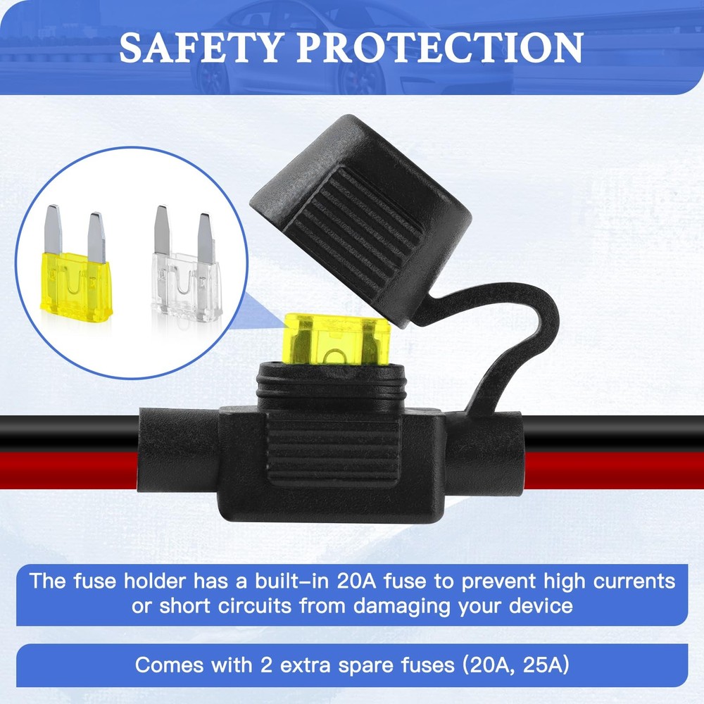 Cigarette Lighter Socket 3FT, 12V 13AWG&(3FT/0.9m)