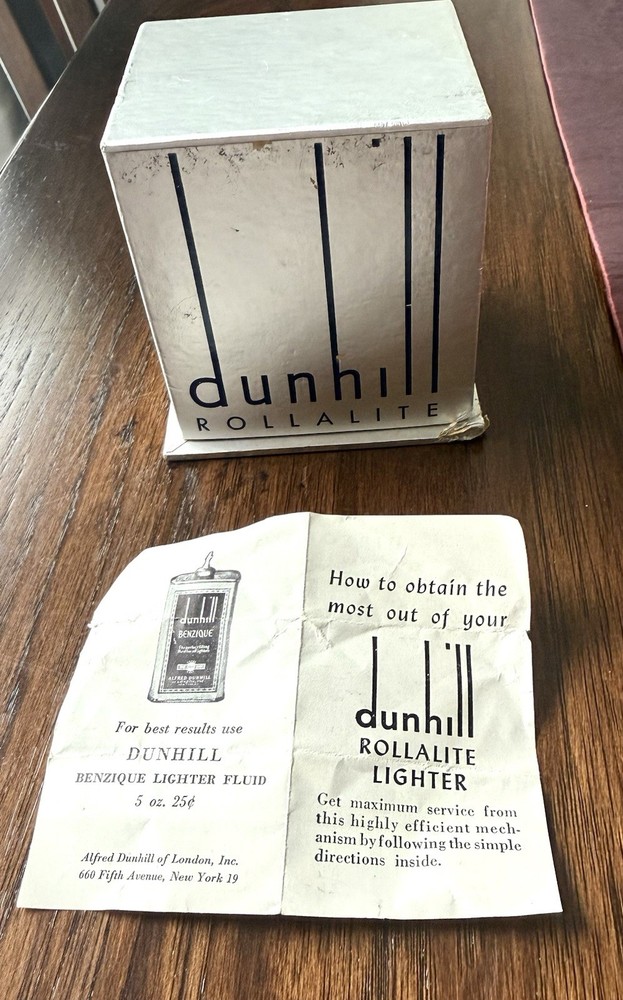 Rare Vintage Dunhill Rollalite Silver Plated Table Lighter With Original Box