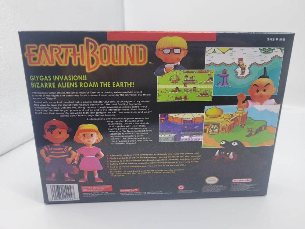 EARTHBOUND BOX ONLY SUPER SNES REPLACEMNT BOX INCLUDES INSERTS + CLEAR CASE